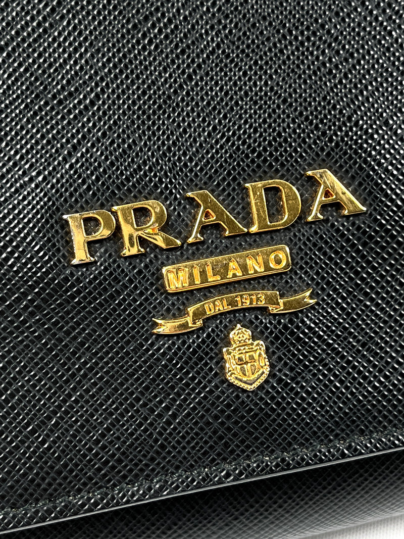 PRADA - BLACK SAFFIANO LUX CHAIN CROSSBODY BAG