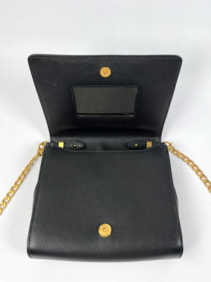 PRADA - BLACK SAFFIANO LUX CHAIN CROSSBODY BAG