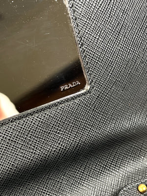 PRADA - BLACK SAFFIANO LUX CHAIN CROSSBODY BAG