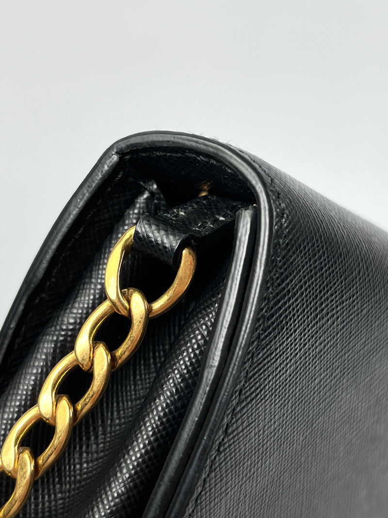 PRADA - BLACK SAFFIANO LUX CHAIN CROSSBODY BAG