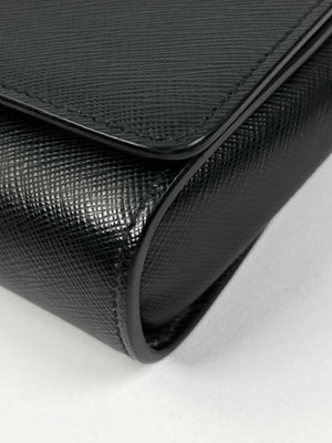 PRADA - BLACK SAFFIANO LUX CHAIN CROSSBODY BAG