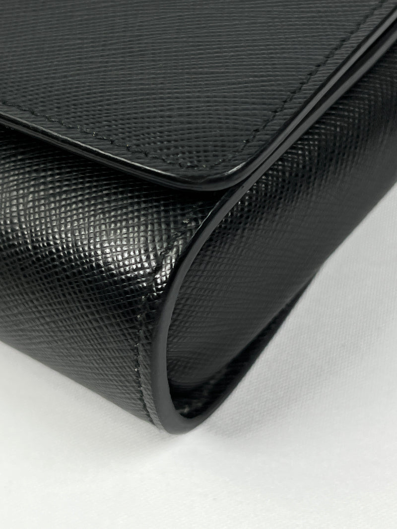 PRADA - BLACK SAFFIANO LUX CHAIN CROSSBODY BAG