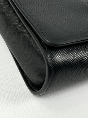PRADA - BLACK SAFFIANO LUX CHAIN CROSSBODY BAG
