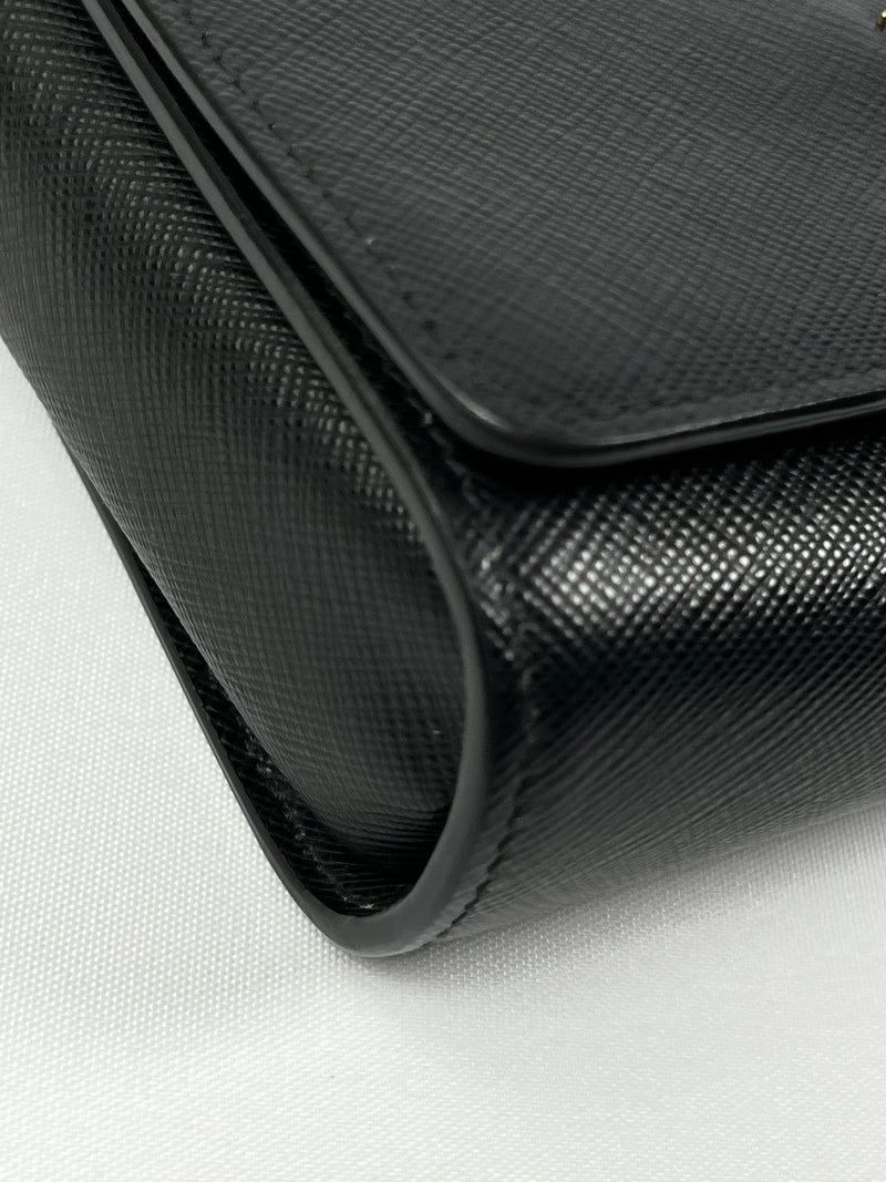 PRADA - BLACK SAFFIANO LUX CHAIN CROSSBODY BAG