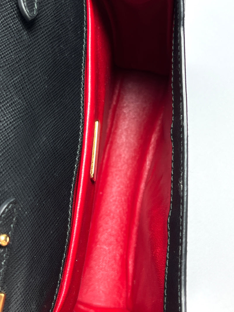 PRADA - BLACK SAFFIANO LUX CHAIN CROSSBODY BAG