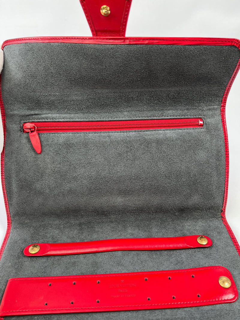 LOUIS VUITTON - RED EPI ROULEAU BIJOUX JEWELLERY ROLL POUCH