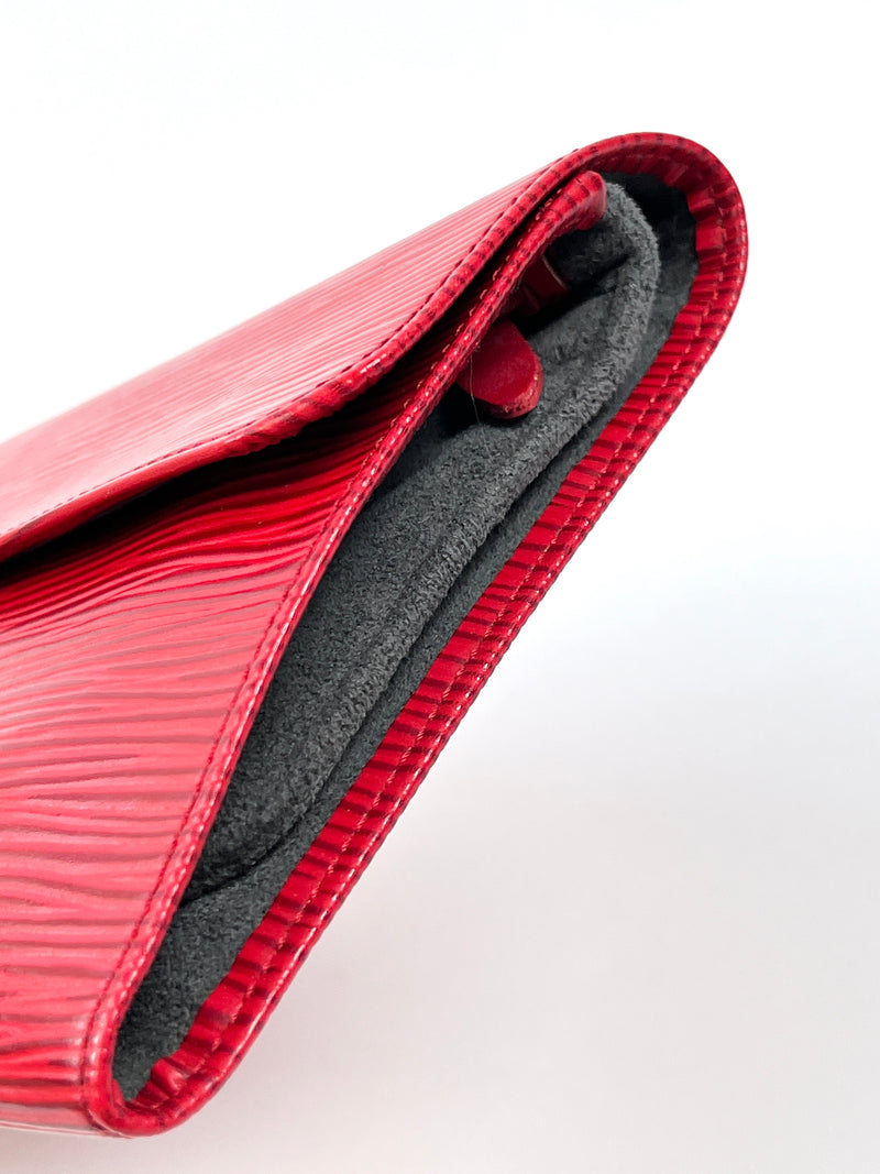 LOUIS VUITTON - RED EPI ROULEAU BIJOUX JEWELLERY ROLL POUCH