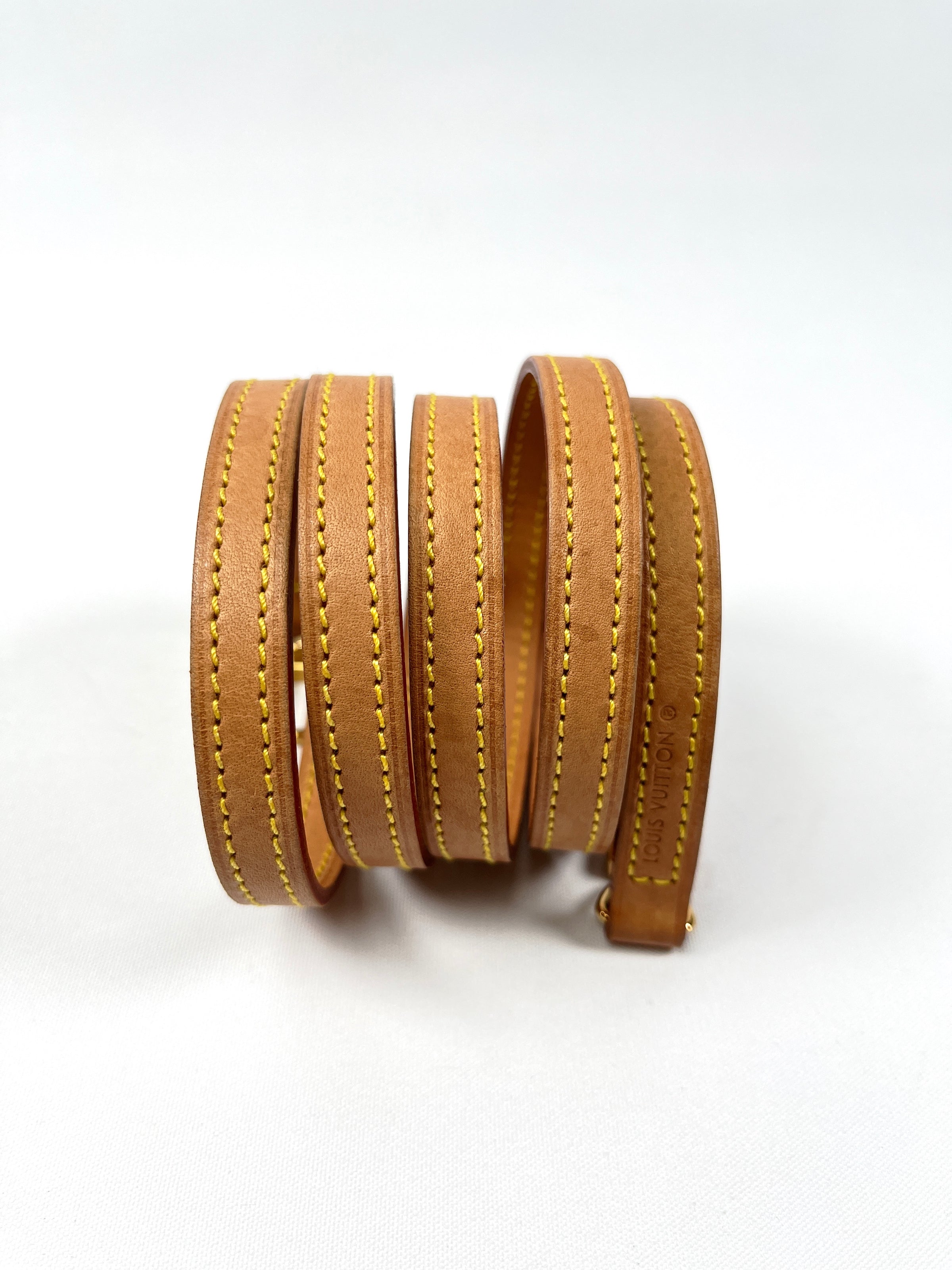 Louis Vuitton Leather and Gold Plated Brass Hardware Cuff Bracelet