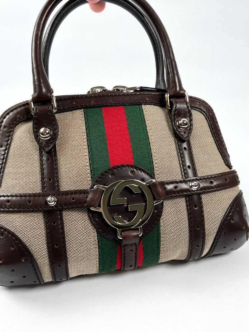 GUCCI - SHERRY INTERLOCKING GG REINS MINI HOBO BAG