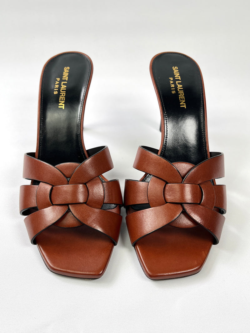 SAINT LAURENT - TRIBUTE MULES IN TAN - SZ 38.5