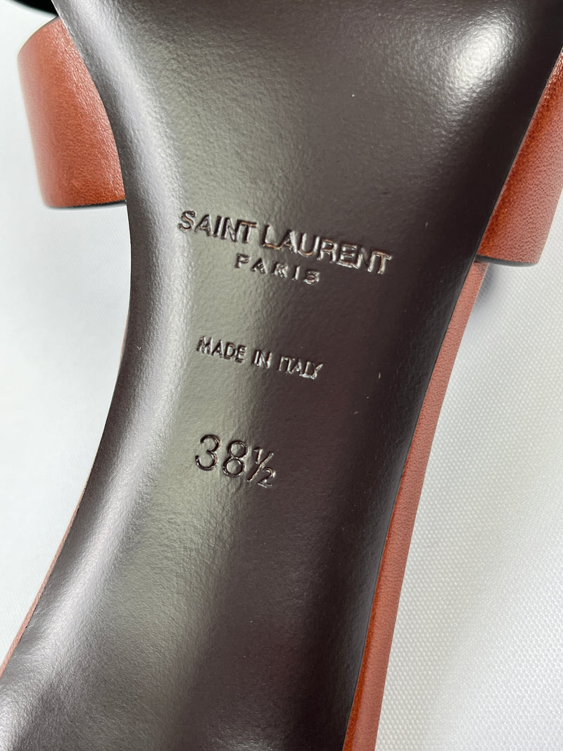 SAINT LAURENT - TRIBUTE MULES IN TAN - SZ 38.5
