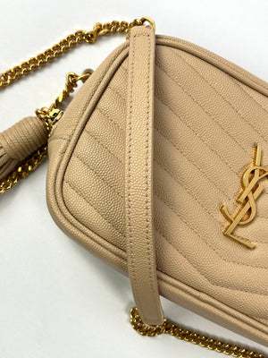 YSL - MINI LOU CAMERA BAG IN DARK BEIGE LEATHER – RE.LUXE AU