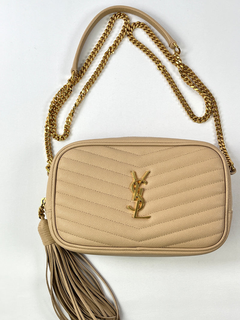 YSL - MINI LOU CAMERA BAG IN DARK BEIGE LEATHER