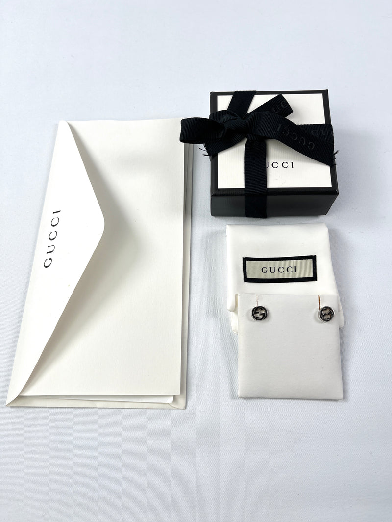 GUCCI - INTERLOCKING G SILVER STUDS EARRINGS