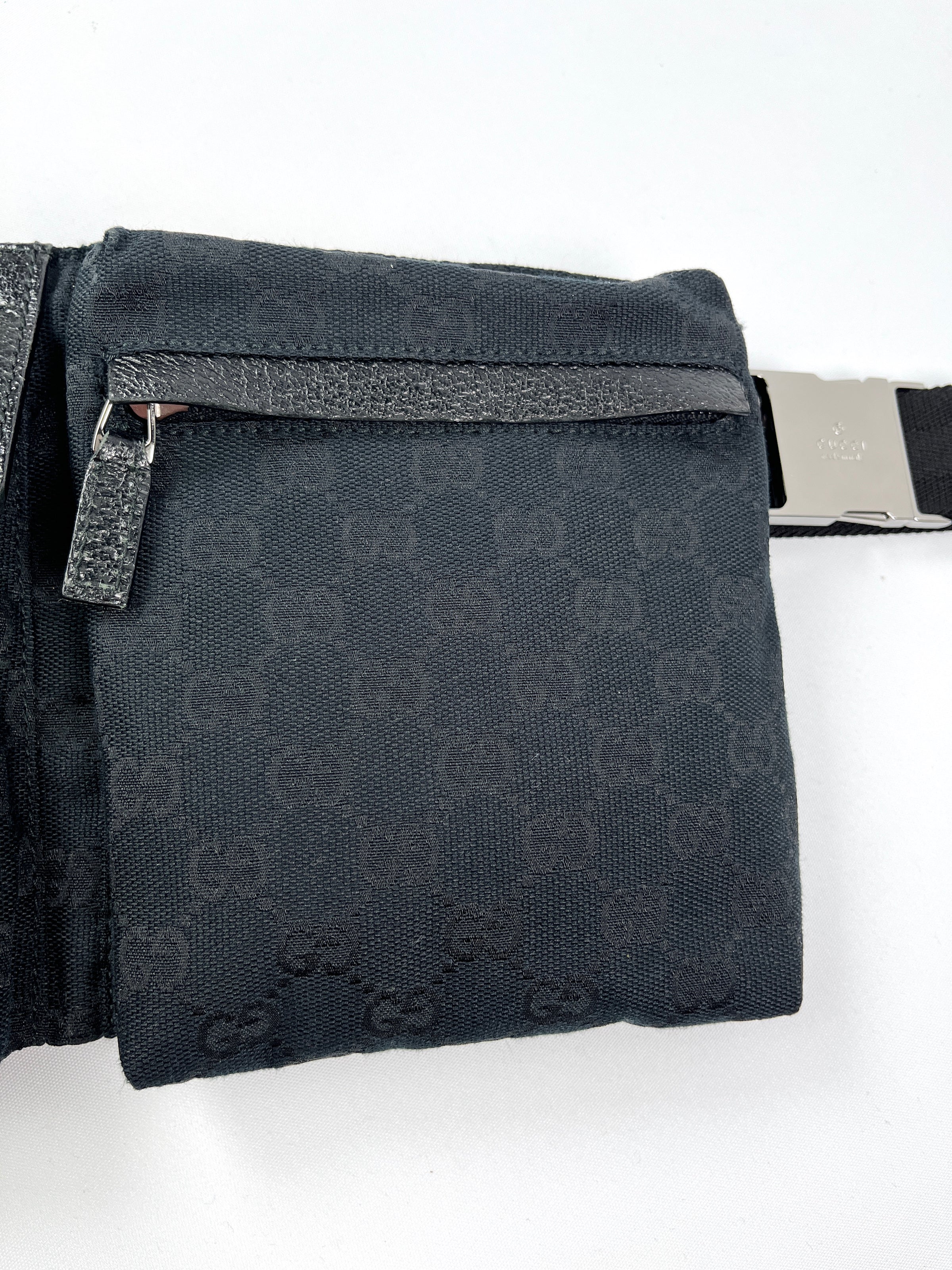 GUCCI BLACK GG CANVAS BELT WAIST BAG RE.LUXE AU