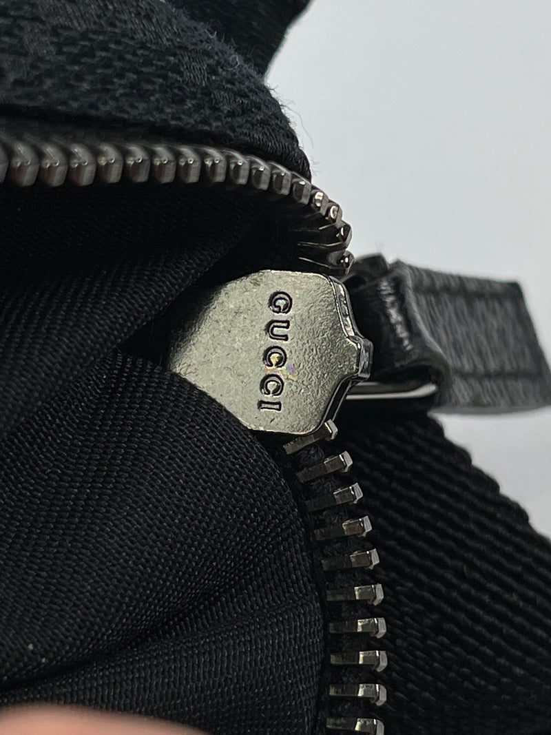 GUCCI - BLACK GG CANVAS BELT WAIST BAG