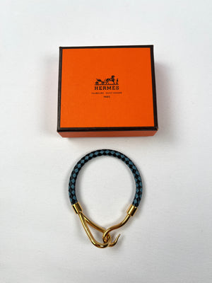 HERMES - BRAIDED JUMBO BRACELET BLACK BLUE GHW