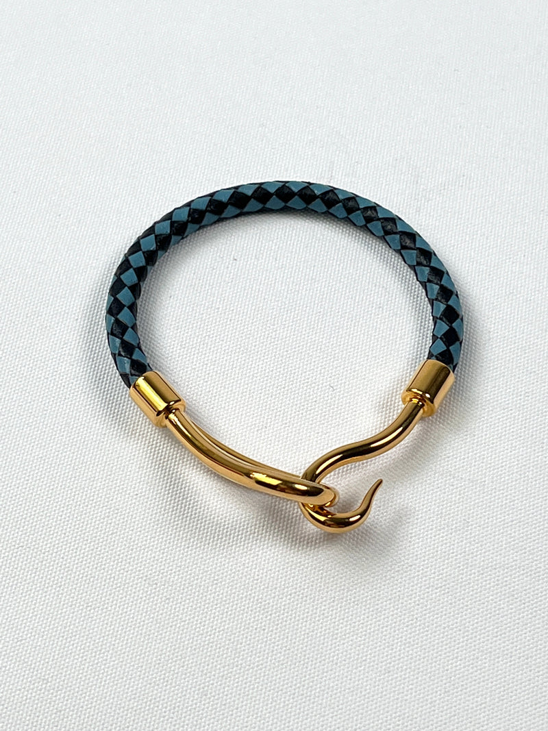 HERMES - BRAIDED JUMBO BRACELET BLACK BLUE GHW