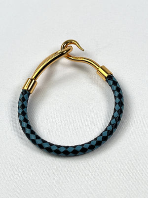 HERMES - BRAIDED JUMBO BRACELET BLACK BLUE GHW