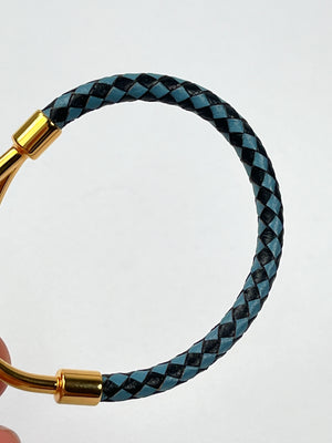 HERMES - BRAIDED JUMBO BRACELET BLACK BLUE GHW