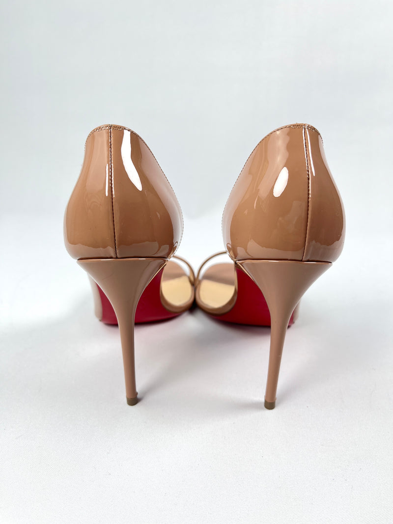 CHRISTIAN LOUBOUTIN - NUDE PATENT LEATHER SANDALS PUMPS - SZ 36 NEW