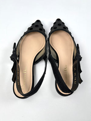 DIOR - J'ADIOR MESH POLKA DOT SLINGBACK FLATS - SZ 37