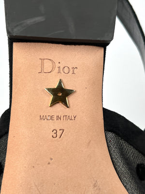 DIOR - J'ADIOR MESH POLKA DOT SLINGBACK FLATS - SZ 37