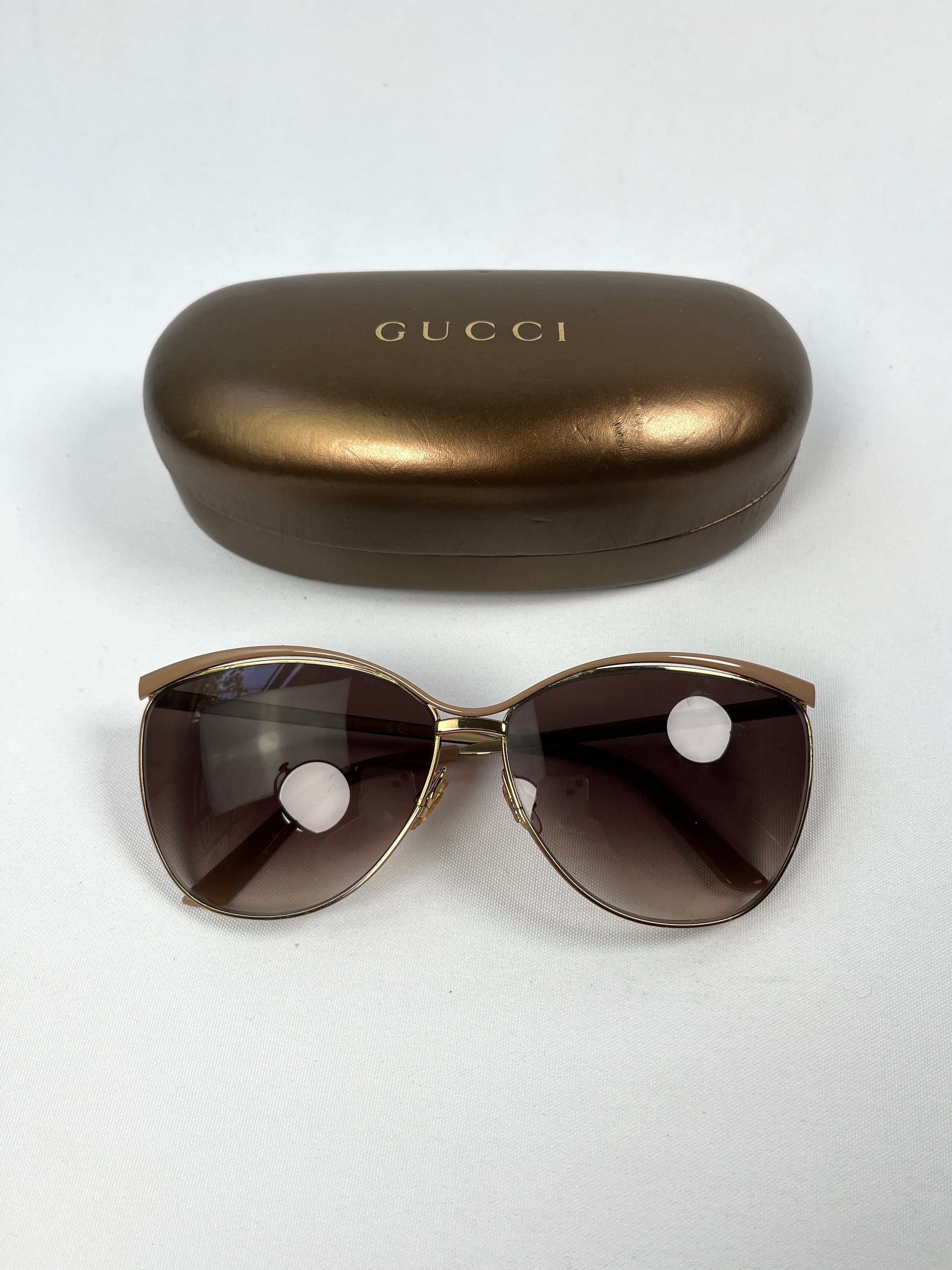 Gucci Metal & Acetate Gradient Aviator Sunglasses, Gold/Black, Women's