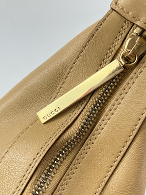 GUCCI - BEIGE LEATHER HOBO BAG WEB STRAP