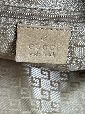 GUCCI - BEIGE LEATHER HOBO BAG WEB STRAP