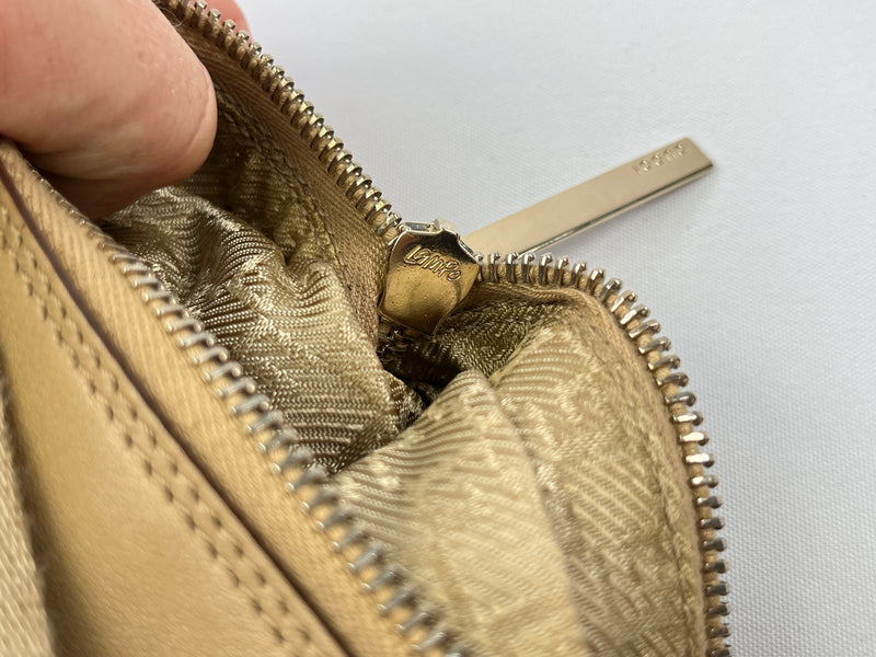 GUCCI - BEIGE LEATHER HOBO BAG WEB STRAP