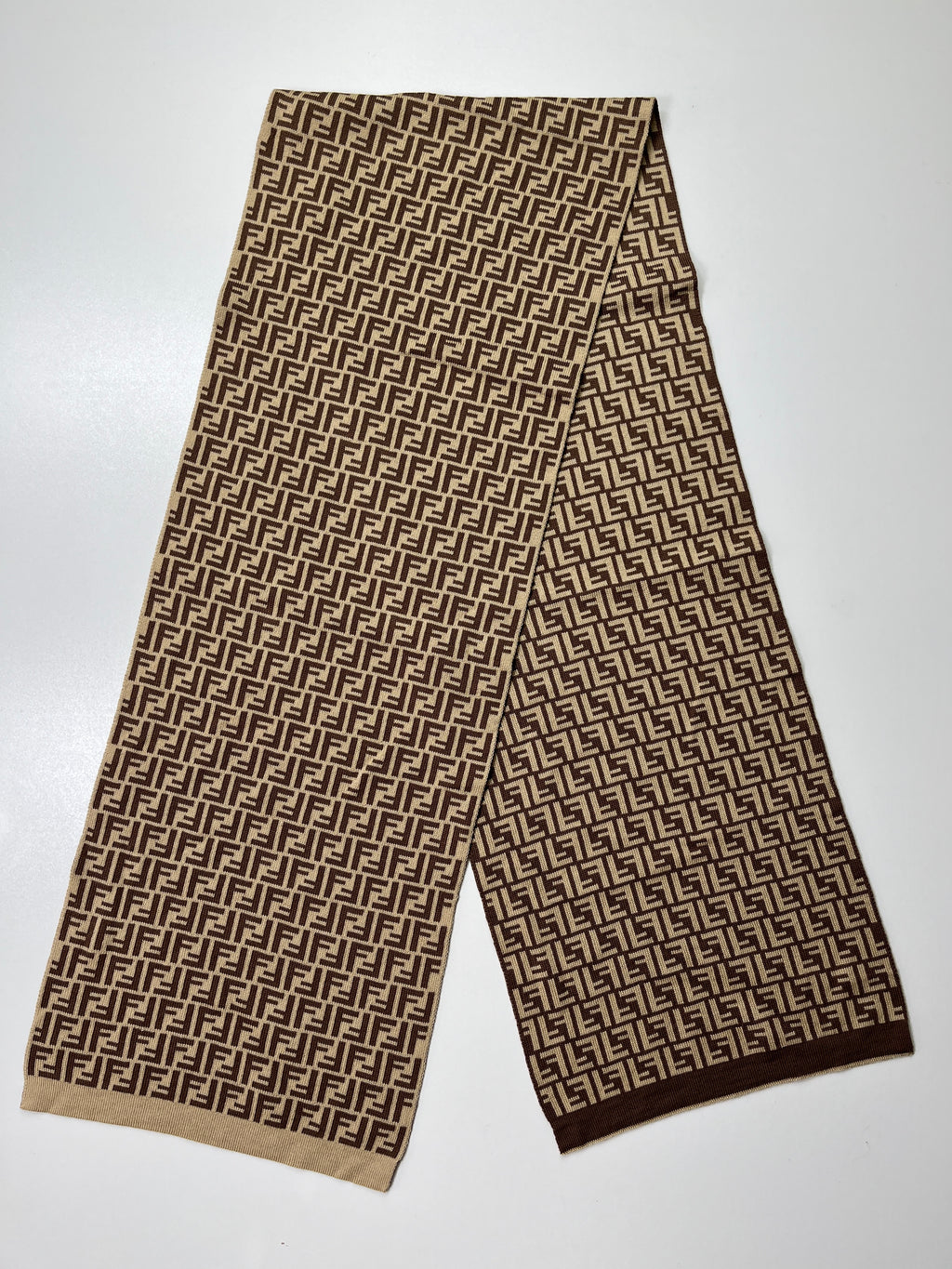 FENDI - BEIGE & BROWN ZUCCA SCARF - NEW WITH TAGS