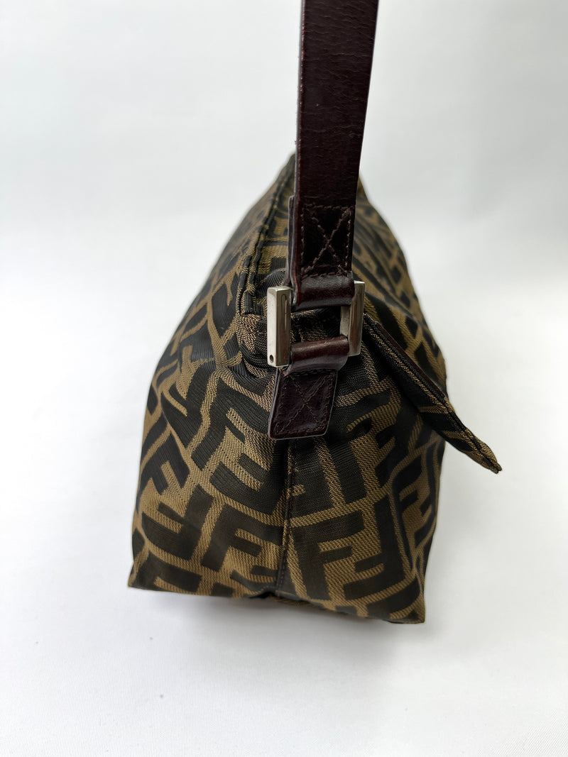 FENDI - ZUCCA FF FLAP SHOULDER BAGUETTE BAG - VINTAGE