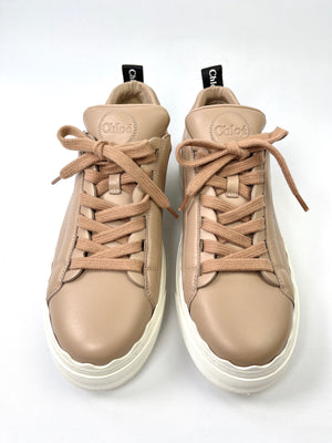 CHLOE - LAUREN SNEAKER IN TAUPE LEATHER - SZ 38