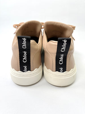 CHLOE - LAUREN SNEAKER IN TAUPE LEATHER - SZ 38