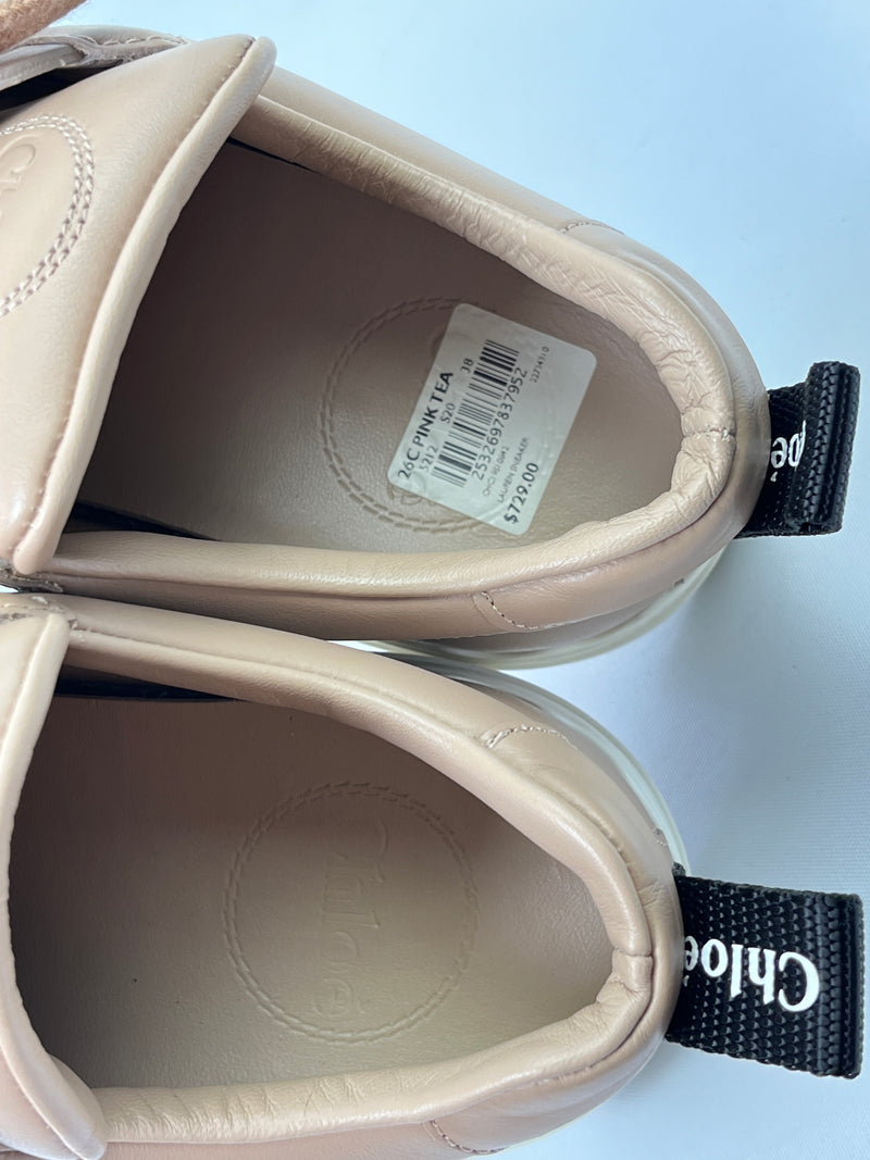 CHLOE - LAUREN SNEAKER IN TAUPE LEATHER - SZ 38