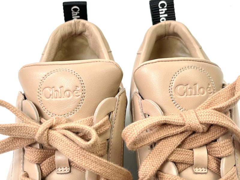 CHLOE - LAUREN SNEAKER IN TAUPE LEATHER - SZ 38