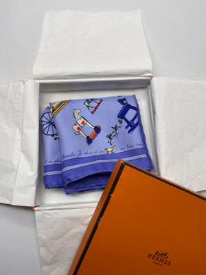 HERMÈS - 'RACONTE-MOI LE CHEVAL' SILK SCARF IN PERIWINKLE