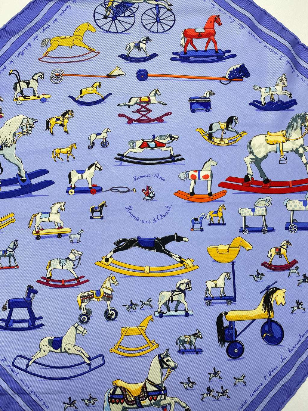 HERMÈS - 'RACONTE-MOI LE CHEVAL' SILK SCARF IN PERIWINKLE