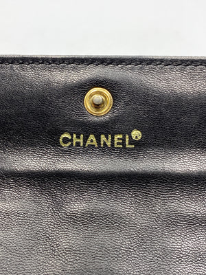 CHANEL -  CHOCOLATE BAR WALLET IN BLACK LEATHER - VINTAGE