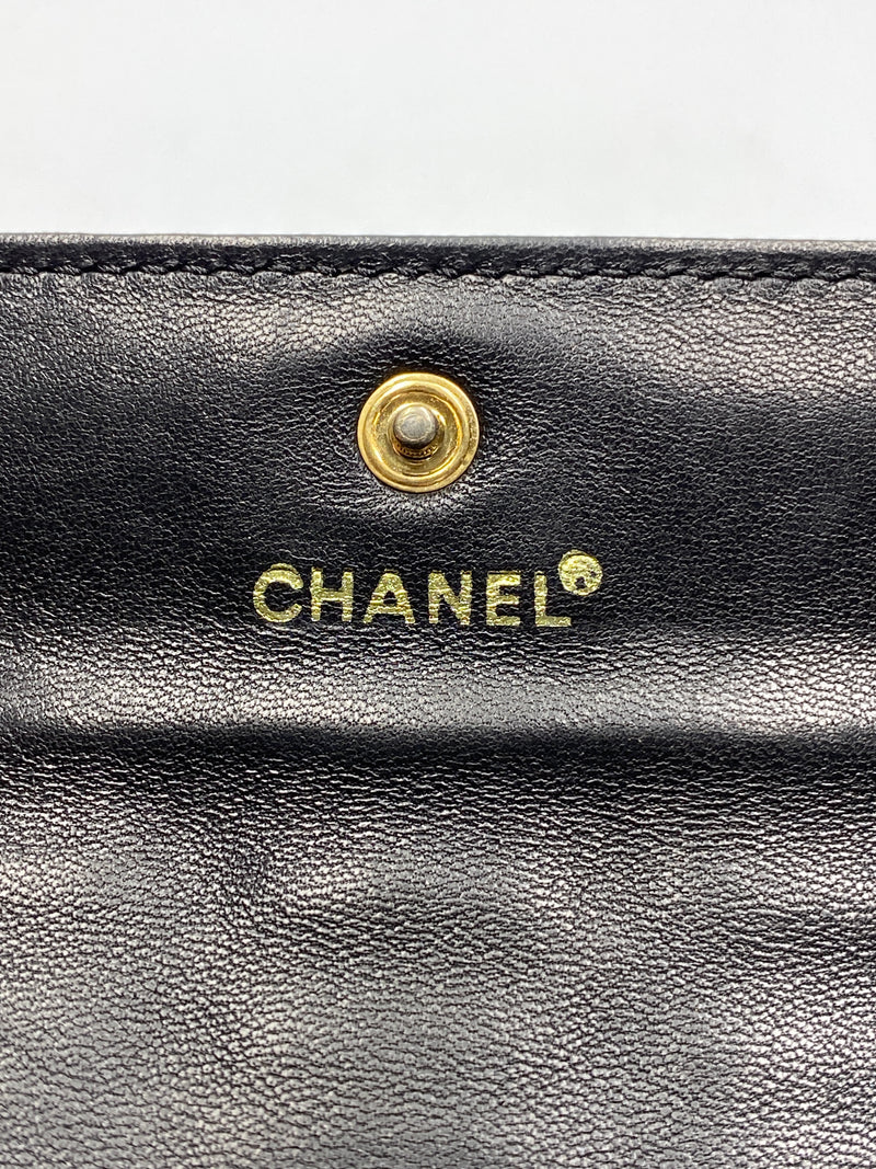 CHANEL -  CHOCOLATE BAR WALLET IN BLACK LEATHER - VINTAGE