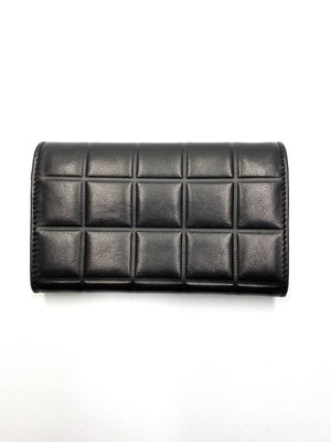 CHANEL -  CHOCOLATE BAR WALLET IN BLACK LEATHER - VINTAGE