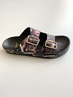 GIVENCHY - FLORAL PRINT NAPPA LEATHER BUCKLE SANDALS - SZ 37 - NEW IN BOX