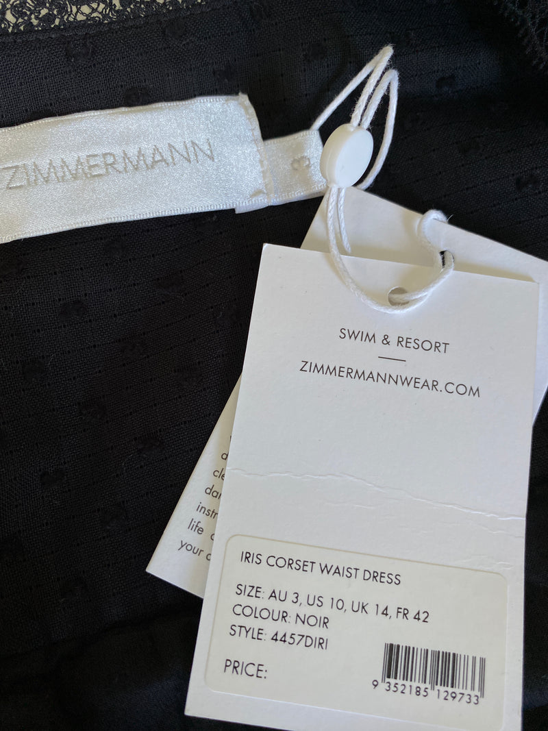 ZIMMERMANN - IRIS CORSET WAIST DRESS - SZ 3 - NEW WITH TAGS
