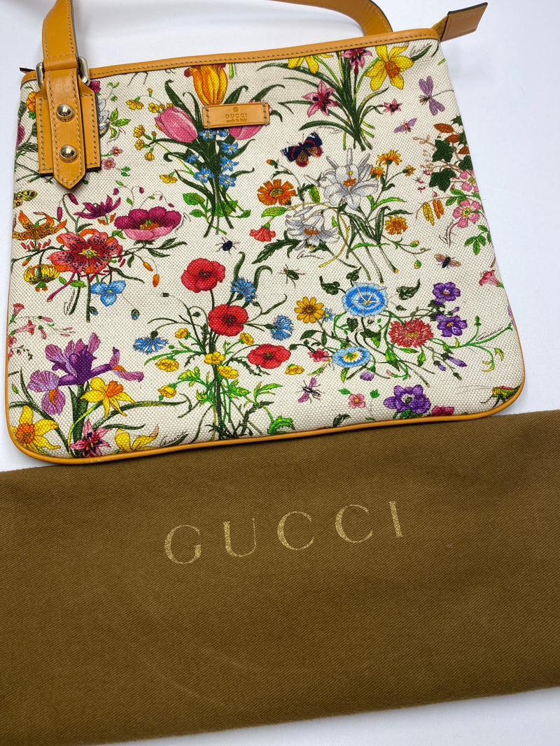 GUCCI - FLORA FLORAL CANVAS PRINTED CROSSBODY BAG