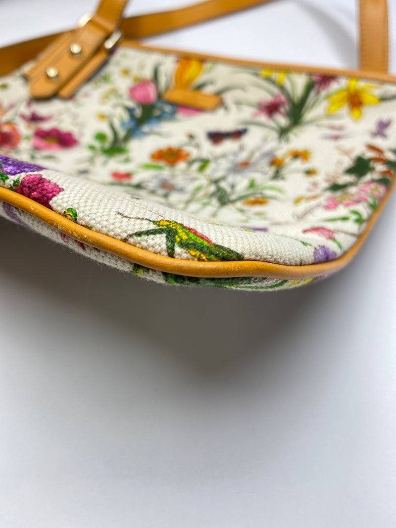 GUCCI - FLORA FLORAL CANVAS PRINTED CROSSBODY BAG