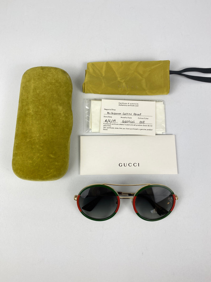 GUCCI - ROUND FRAME METAL SUNGLASSES (GG0061S)