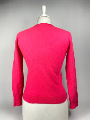 GUCCI -100% CASHMERE V NECK SWEATER IN BRIGHT PINK - SZ MED