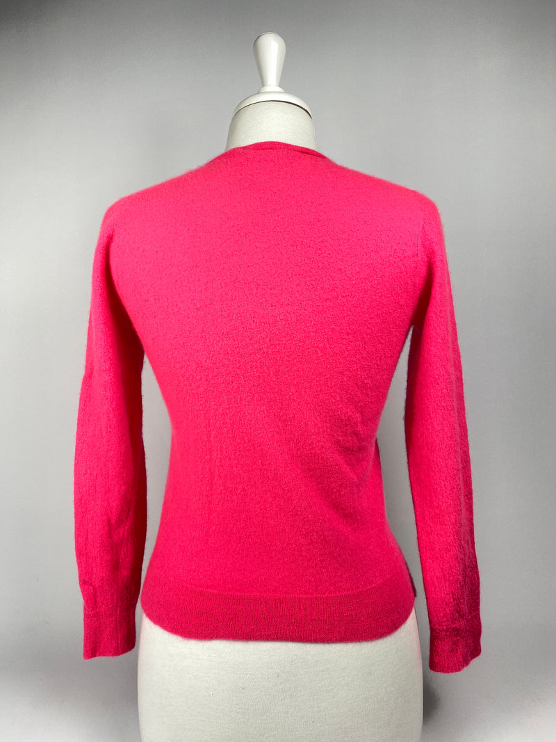GUCCI -100% CASHMERE V NECK SWEATER IN BRIGHT PINK - SZ MED
