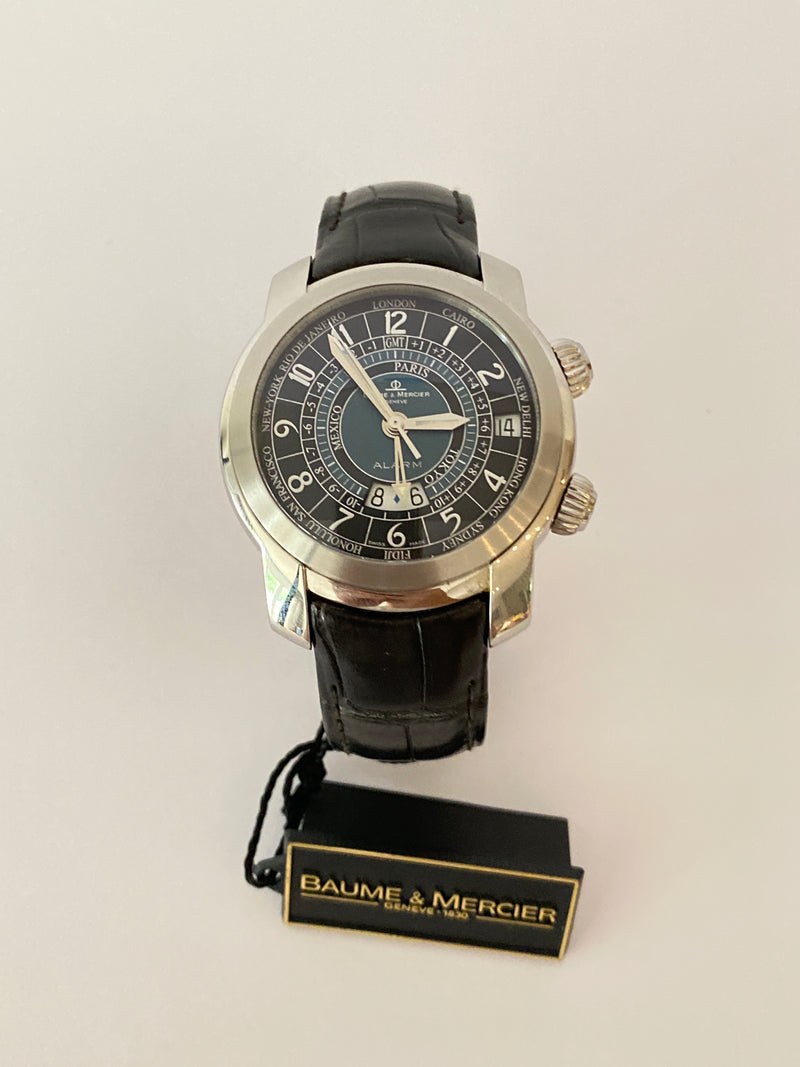 BAUME & MERCIER - CAPELAND ALARM GMT WORLD TIME AUTOMATIC WATCH MENS